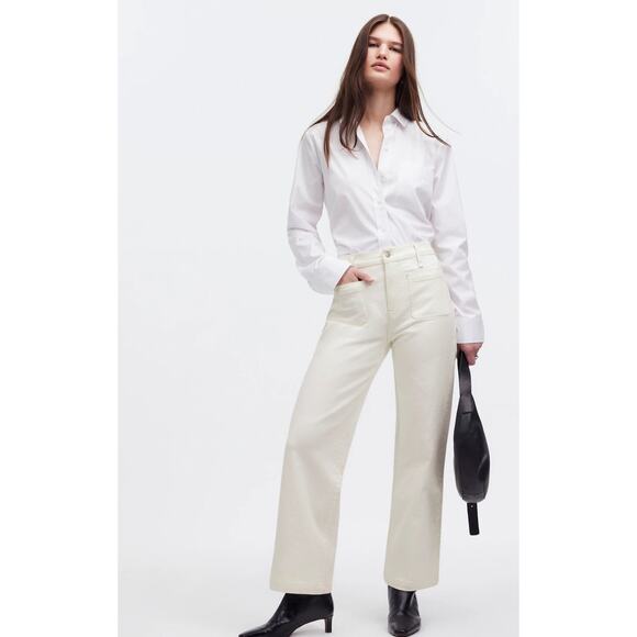 NWT Madewell The Emmett Wide-Leg Full Length Jean: Patch Pocket White Size 29 - Picture 1 of 10